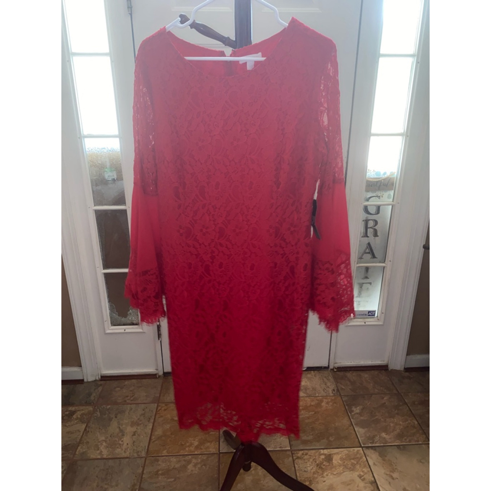 Women's New York & Company Dress XL Red Bell Sl